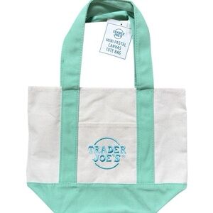 Trader Joe's  Pastel Canvas Tote Bag - Mint & Natural